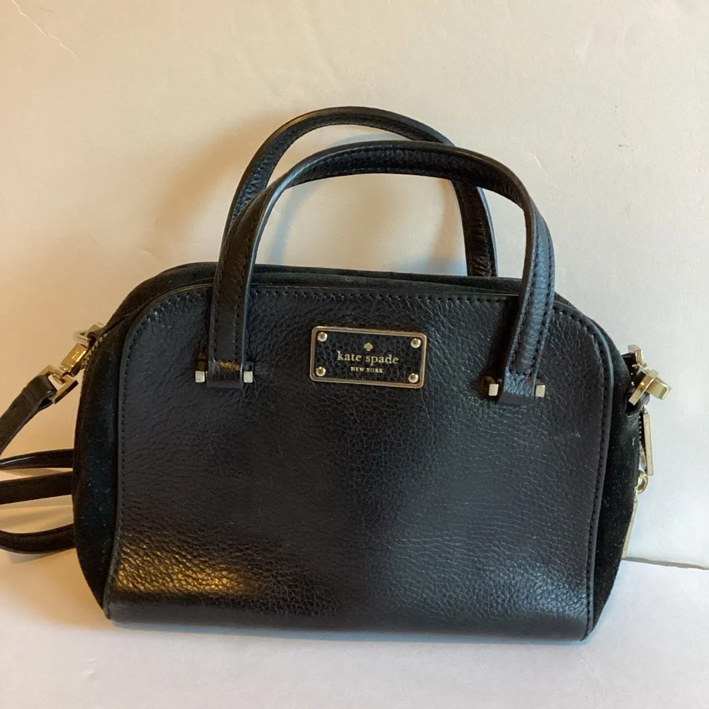 Kate Spade Kay Street Small Felix Satchel Black Pebbled Leather Suede Trim Bag - Picture 13 of 15
